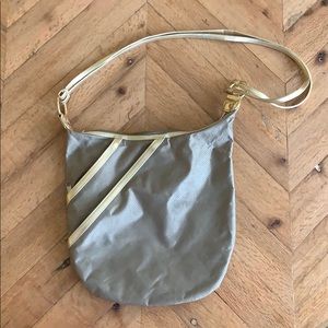 Olive and gold cross body bag